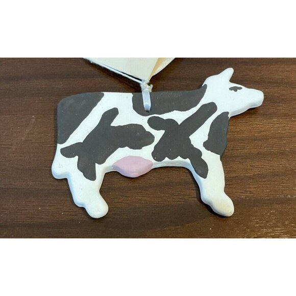 Jersey Cow Christmas Tree‎ Holiday Ornament Ceramic Hand Dug Native Clay Vintage - Picture 2 of 5
